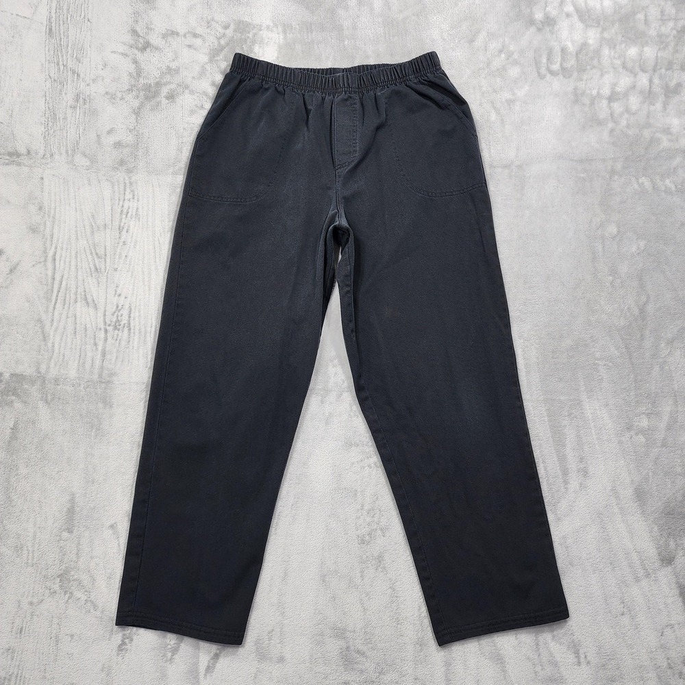 Vintage White Stag‎ Pants Womens 12P PETITE Black Tapered Straight Leg Pull On